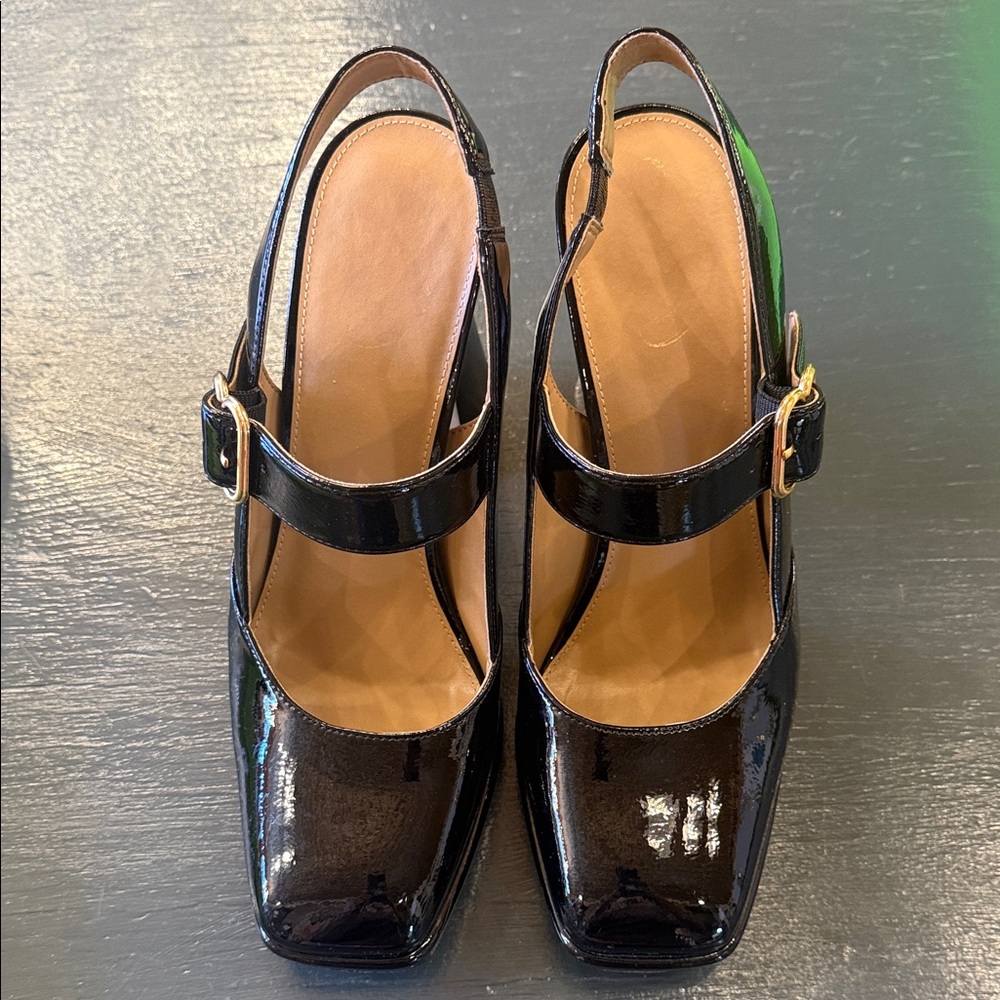 Sam Edelman Black Patent Slingback Heels
